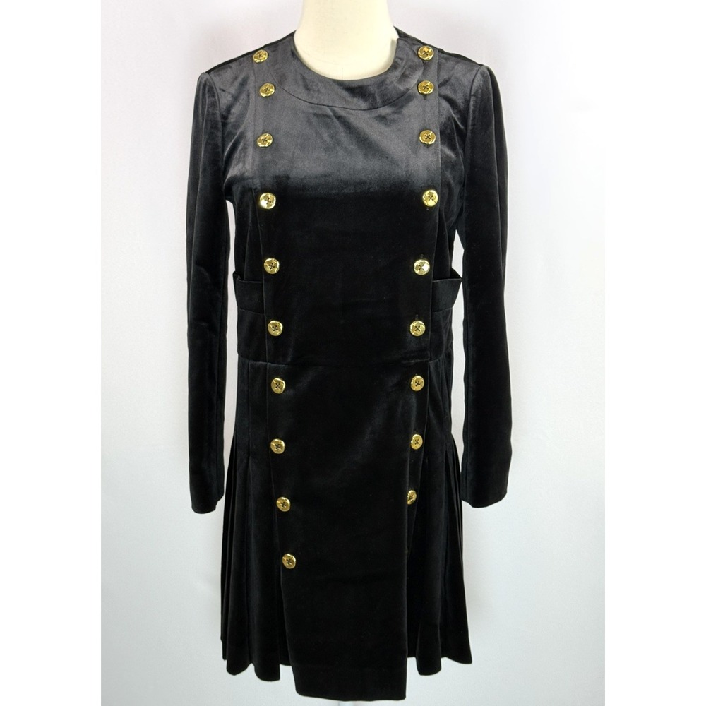 Tuckernuck Women's Black Velvet Whitney Long Sleeve Dress Small